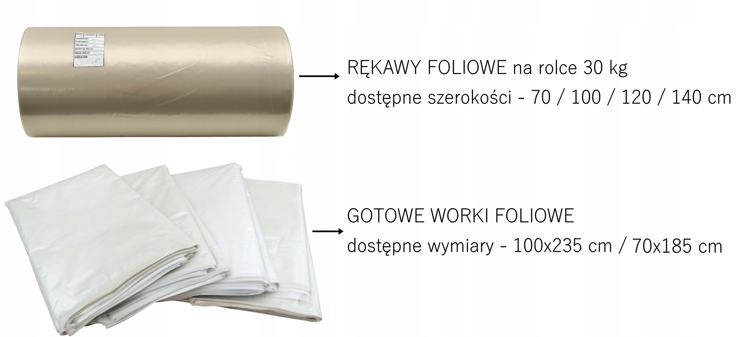 1 x WOREK FOLIOWY OCHRONNY DO PAKOWANIA, 185x70 cm - POJEMNOŚĆ 200L