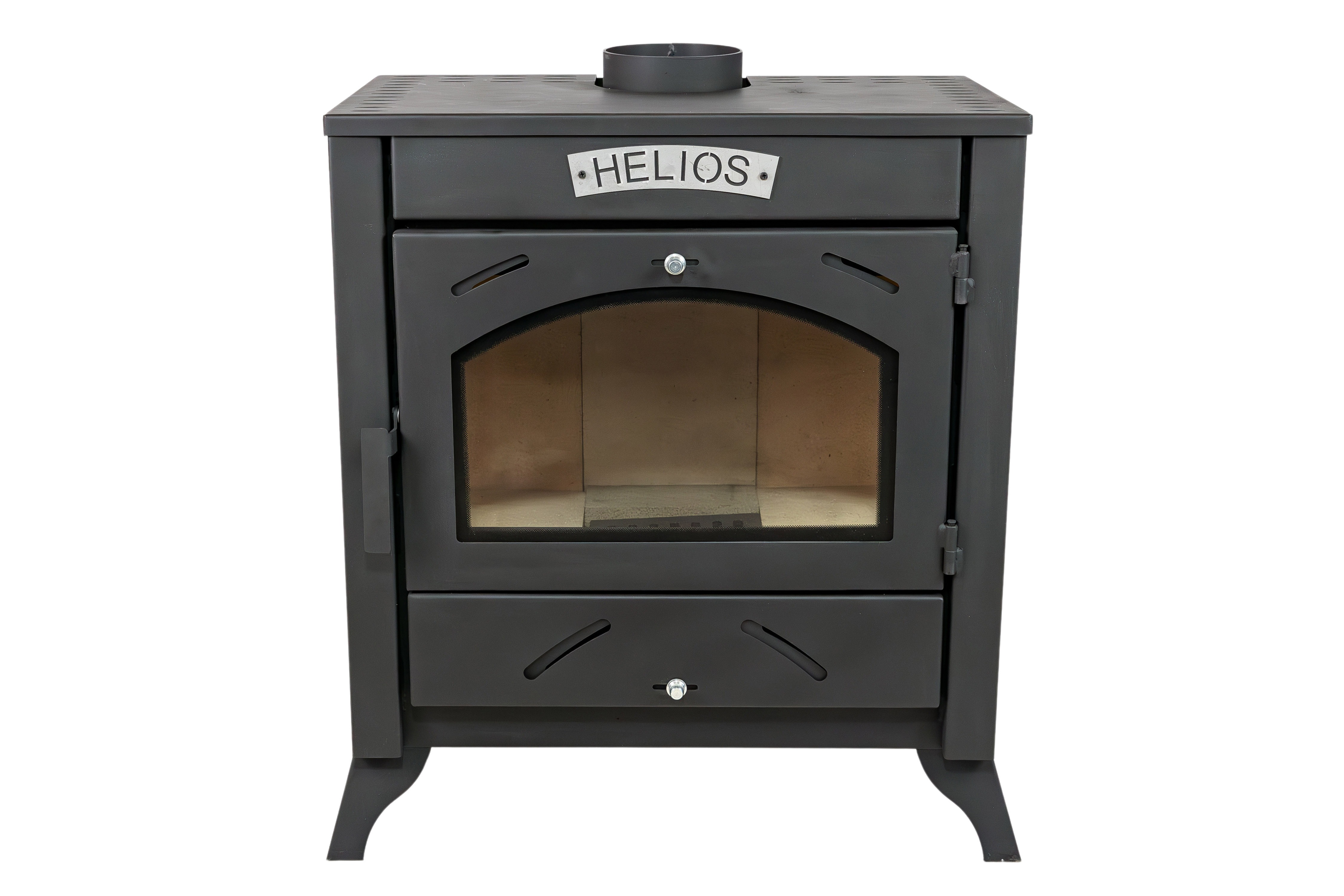 PIEC STALOWY PIECYK KOMINEK HELIOS + AKCESORIA PRZYŁĄCZENIOWE FI 150 ZESTAW