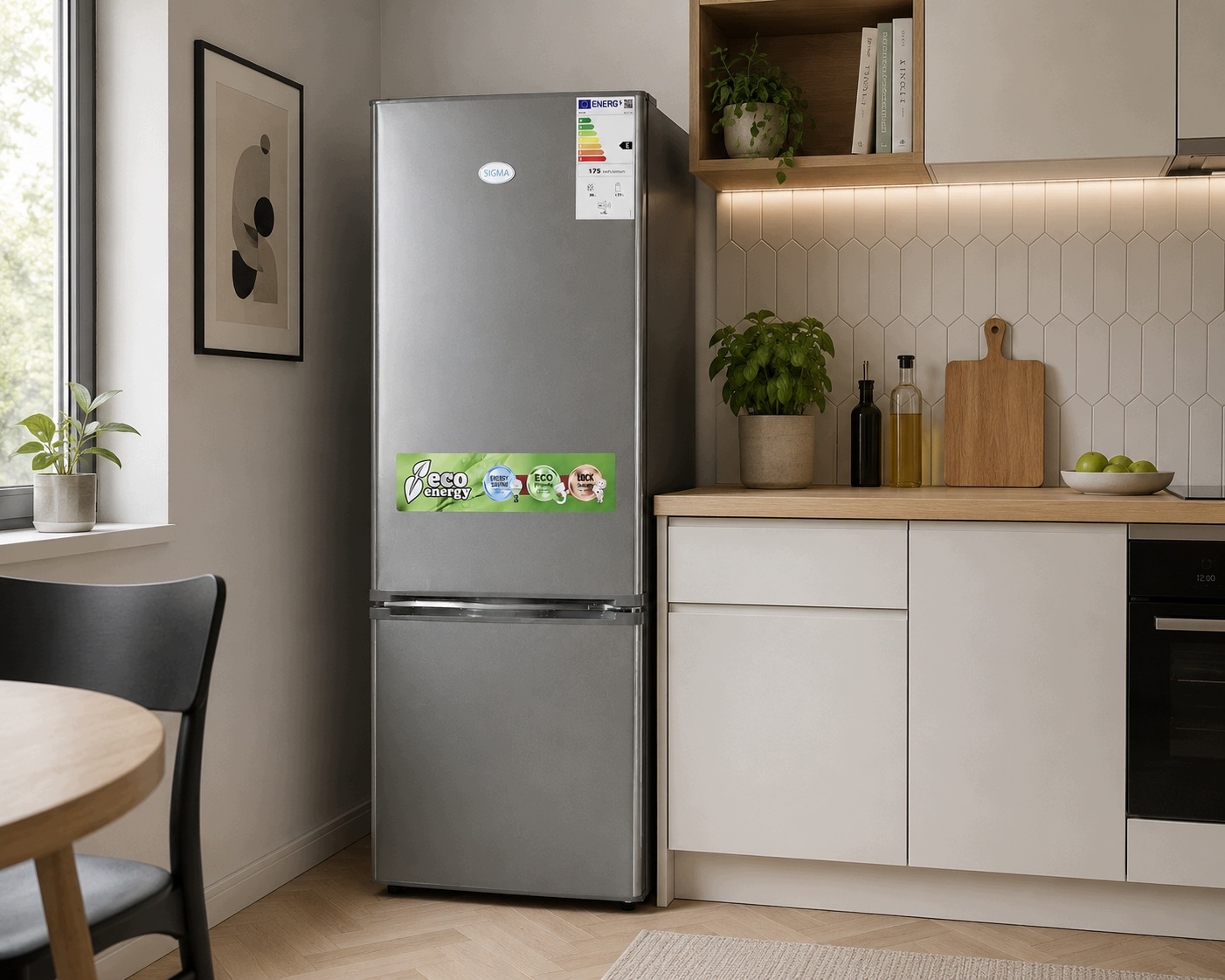 Lodówka Lodówko Zamrażarka Chłodziarka 146cm 162L Inox 41dB Low Frost