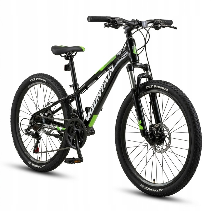 ROWER GÓRSKI MOUNTAIN  MTB 24 CALI  STALOWY  CZARNO ZIELONY