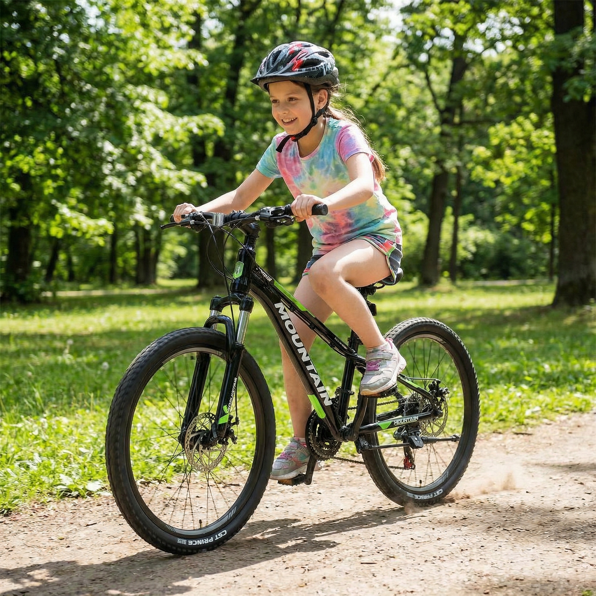 ROWER GÓRSKI MOUNTAIN  MTB 24 CALI  STALOWY  CZARNO ZIELONY