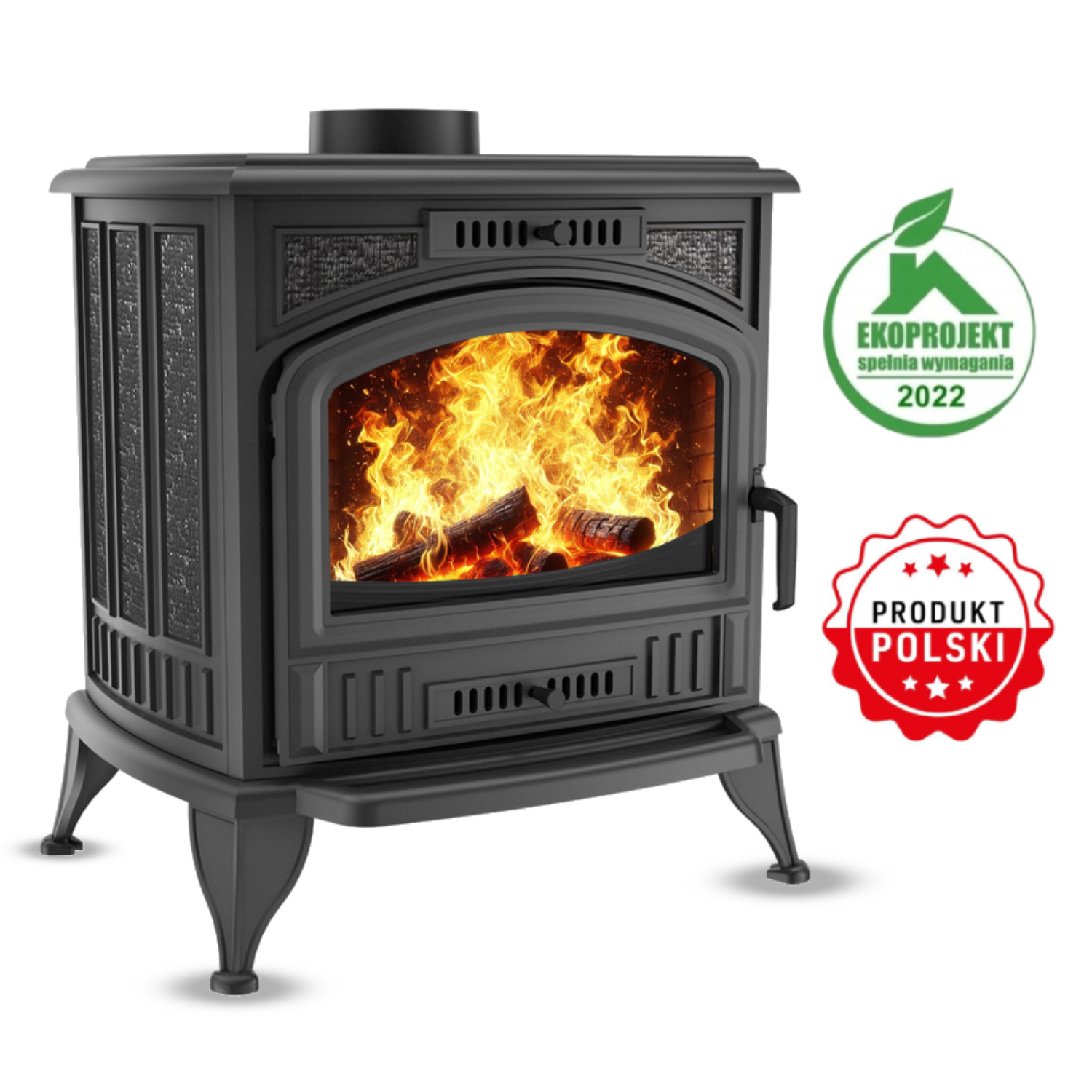 PIEC ŻELIWNY WOLNOSTOJĄCY KOZA K6 CERTYFIKOWANY NOWOCZESNY fi 150 8 kW