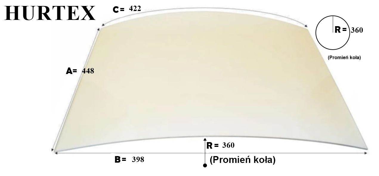 SZYBA GIĘTA PASUJE DO MODELI HARK 17, 29, 34, 35, 36, 44, 47, 52, 54, 58, 63, 64, 65, 69, 77, 88, 99, 702 PÓŁOKRĄGŁA