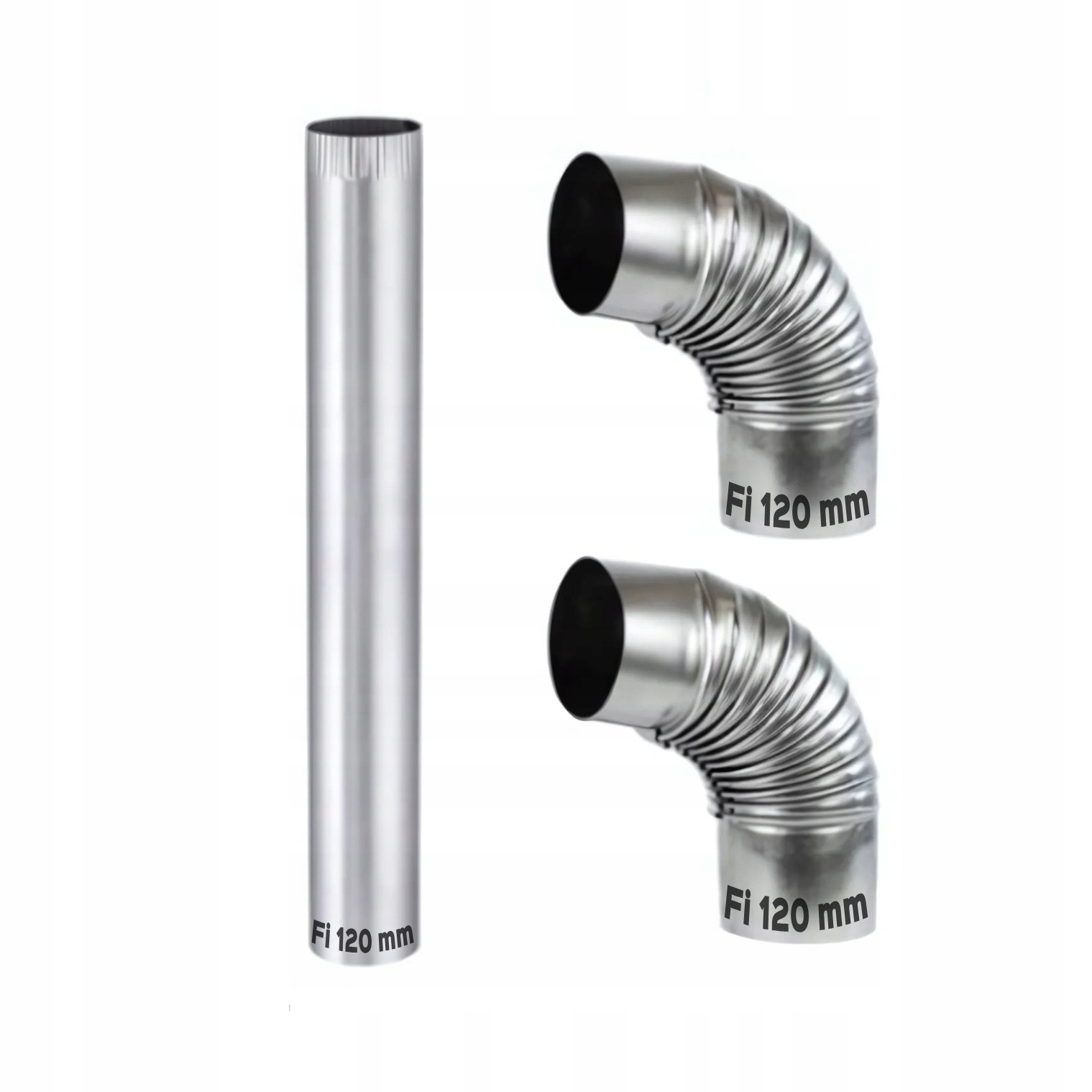 RURA 2 X KOLANKO DYMNE FI 120 ZESTAW AKCESORIA
