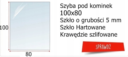 SZYBA OCHRONNA HARTOWANA 80x60 PRZED POD KOMINEK PIEC SZKŁO PÓŁKA PODSTAWA