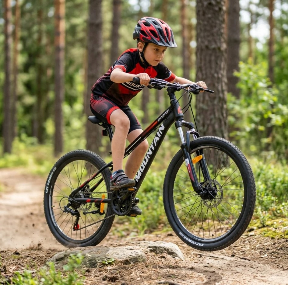 ROWER GÓRSKI MOUNTAIN MTB 24 CALI STALOWY CZARNO CZERWONY