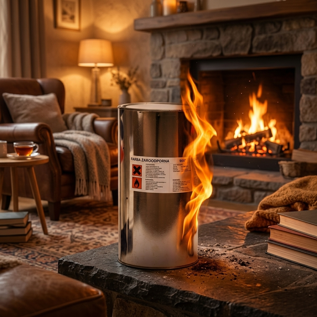 FARBA KOMINKOWA LAKIER ŻAROODPORNA ŻAROODPORNY DO PIECY GRILLÓW 5L CZARNA