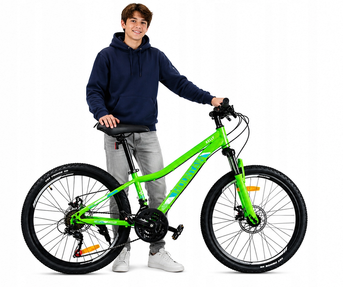 ROWER GÓRSKI MTB 24 CALI NA KOMUNIĘ AMORTYZACJA HAMULCE TARCZOWE 130-145cm
