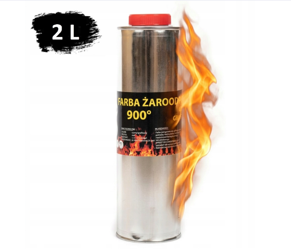 Farba 2L Kominkowa Lakier Żaroodporna Do Kominków Trwała 800c Czarna