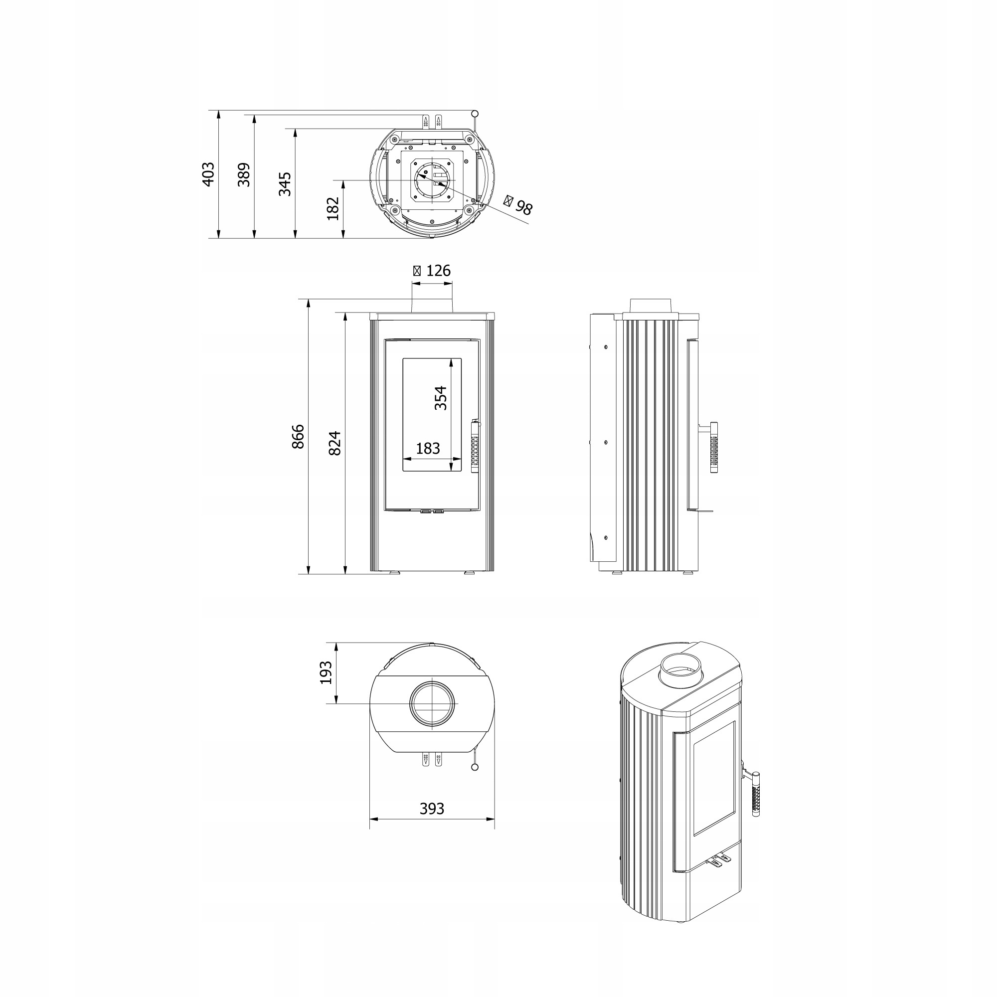 PIEC KOMINEK ŻELIWNY KRATKI K12 KOZA MOC 6kW WYLOT FI 130 WOLNOSTOJĄCY