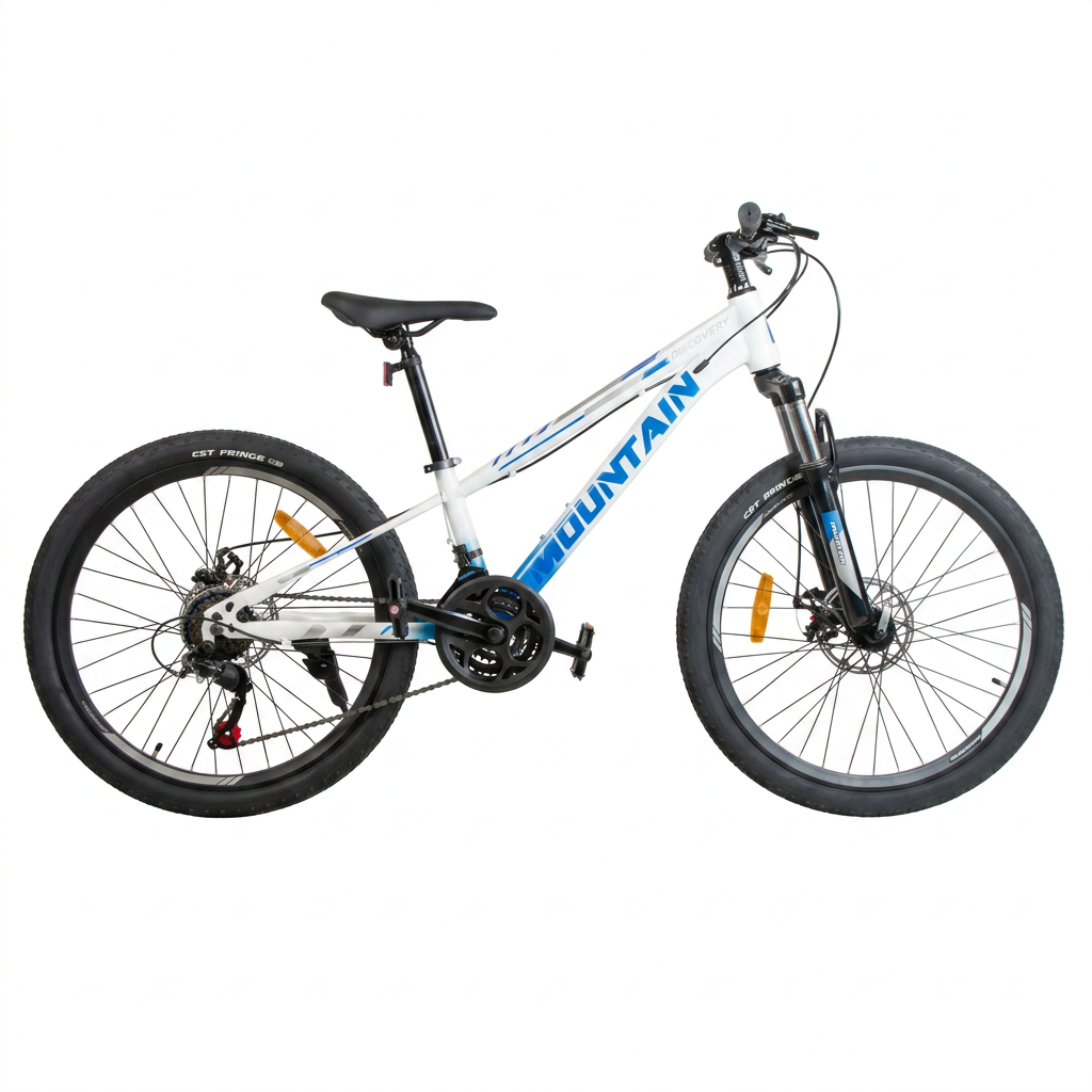 ROWER GÓRSKI MOUNTAIN MTB 24 CALI STALOWY BIAŁO NIEBIESKI