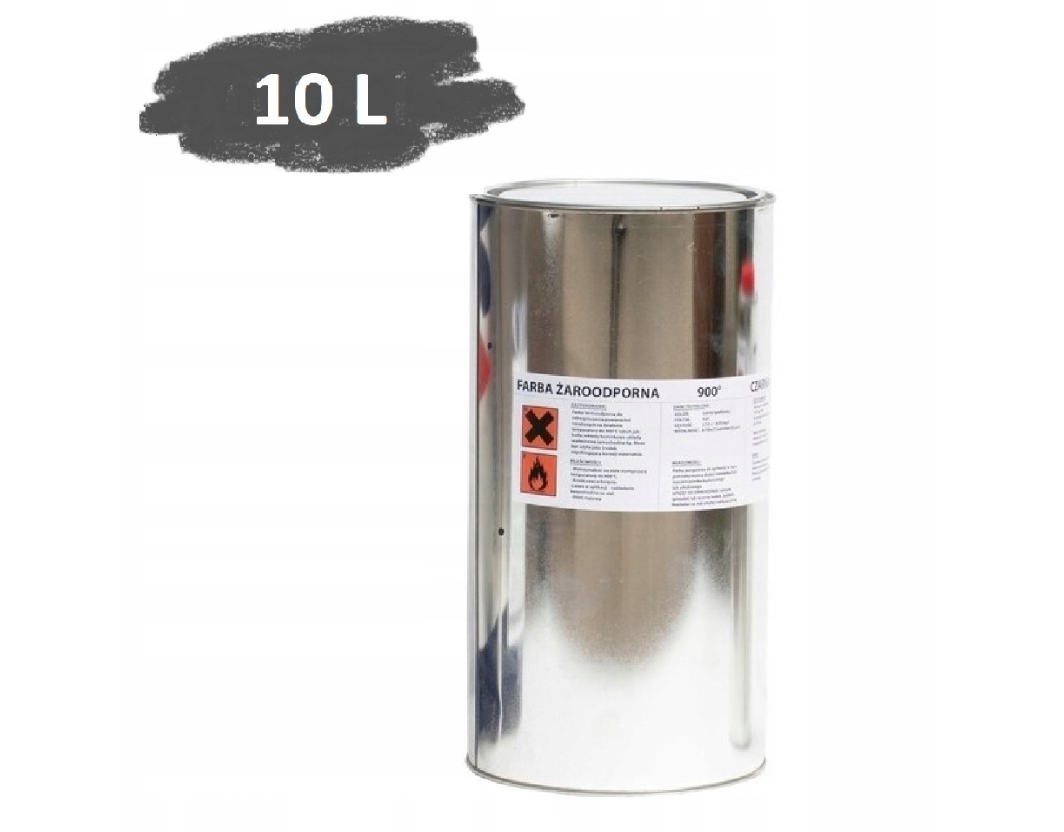 Farba 10l Kominkowa Lakier Żaroodporna Do Kominków Puszka Trwała