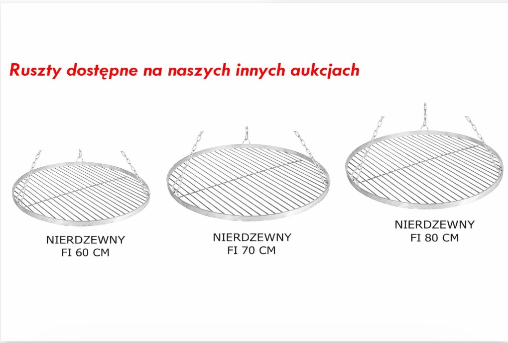 Ruszt nierdzewny okrągły do grilla średnica 70 cm