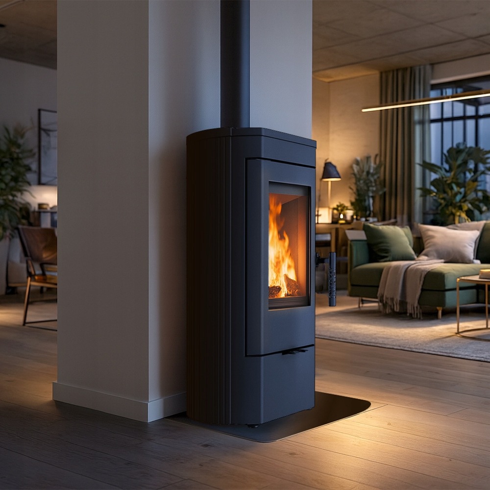 PIEC KOMINEK ŻELIWNY KRATKI K12 KOZA MOC 6kW WYLOT FI 130 WOLNOSTOJĄCY