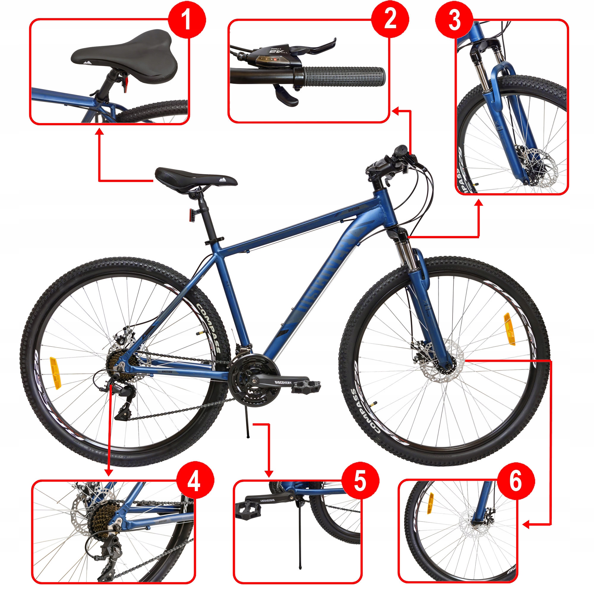 ROWER GÓRSKI MTB 29' BASTION 29 21B AMORTYZACJA HAMULCE TARCZOWE wzrost 165-190cm