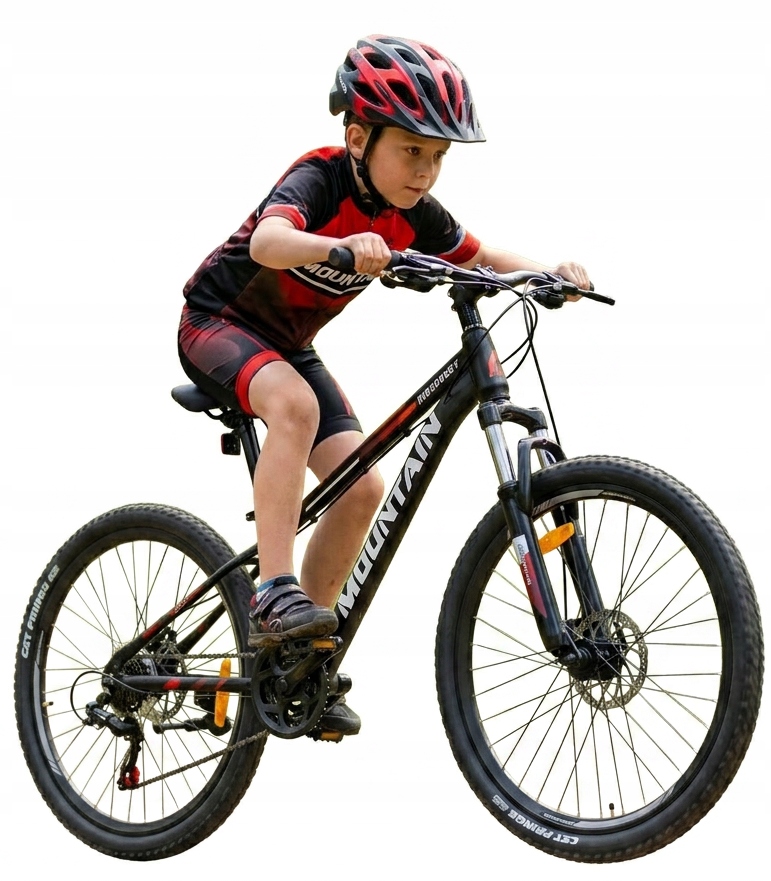 ROWER GÓRSKI MOUNTAIN MTB 24 CALI STALOWY CZARNO CZERWONY