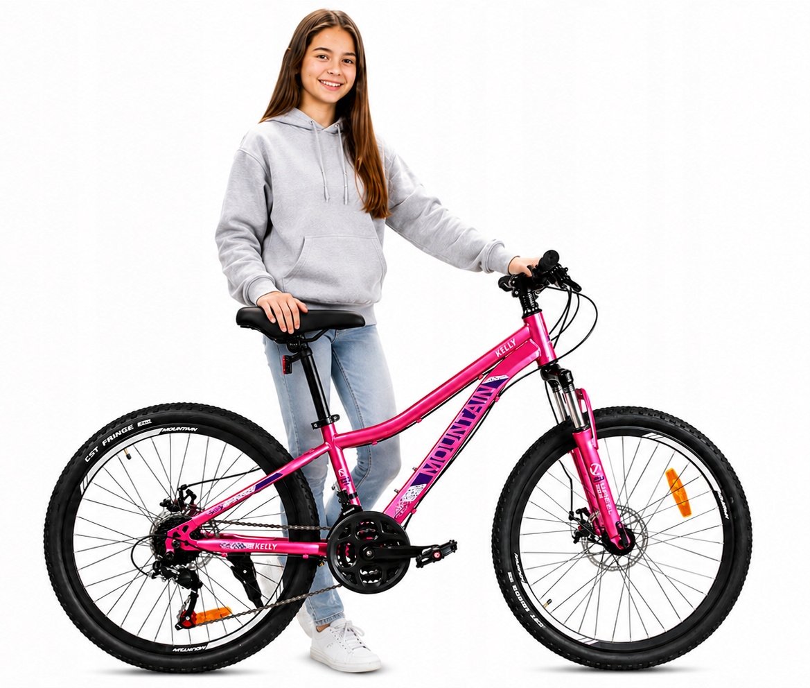 ROWER GÓRSKI MTB 24 CALI NA KOMUNIĘ AMORTYZACJA HAMULCE TARCZOWE 130-145cm
