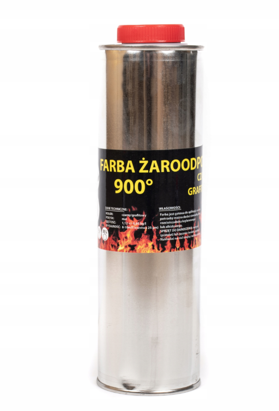 Farba 1L Kominkowa Lakier Żaroodporna Do Kominków Trwała 800c Czarny