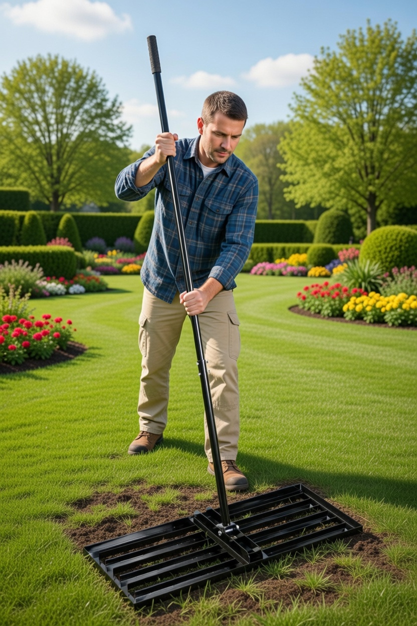 NIWELATOR TERENU RĘCZNY 80X30CM RÓWNIARKA DO TRAWNIKA ROZGNIATARKA