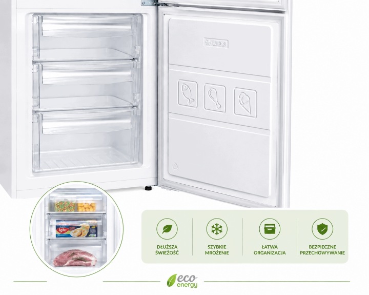 Lodówka Lodówko Zamrażarka Chłodziarka 178cm 263L INOX 41dB Low Frost