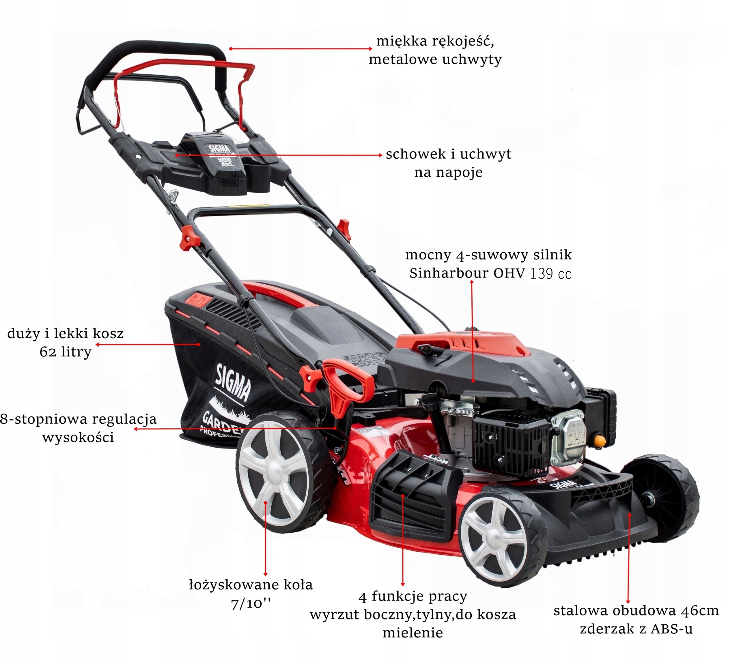 KOSIARKA SPALINOWA 46CM Z NAPĘDEM SIGMA GARDEN BN46SMH-S