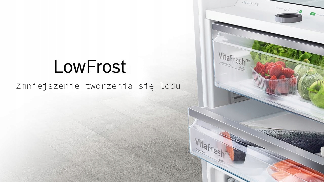 Lodówka z zamrażarką Lodówko zamrażarka 152cm 174L Low Frost Biała 39dB cicha praca inox Cf-174LF S