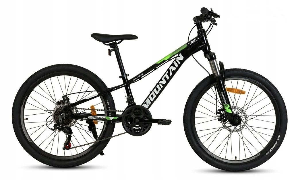 ROWER GÓRSKI MOUNTAIN  MTB 24 CALI  STALOWY  CZARNO ZIELONY
