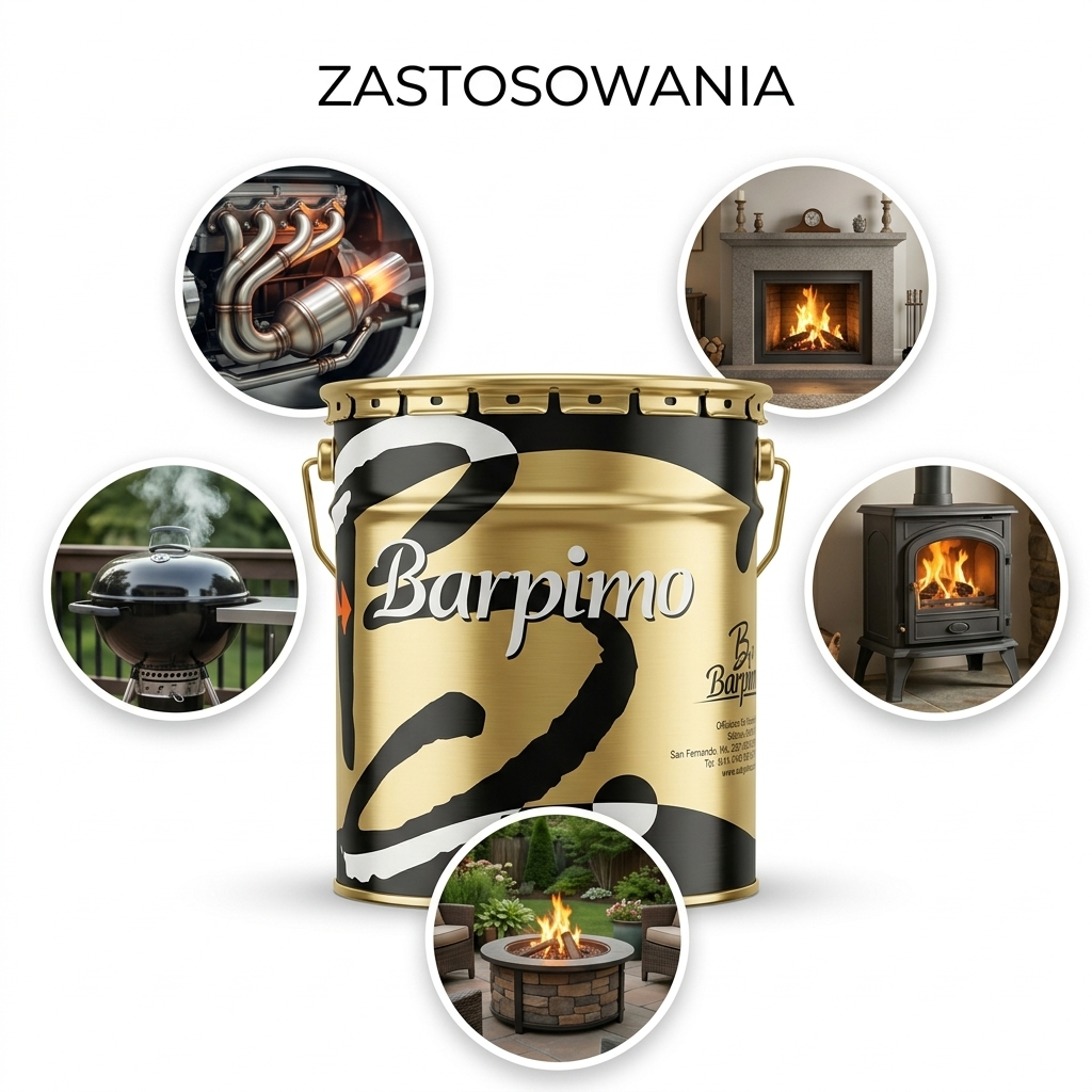 FARBA KOMINKOWA LAKIER ŻAROODPORNA ŻAROODPORNY DO PIECY GRILLÓW 5L CZARNA