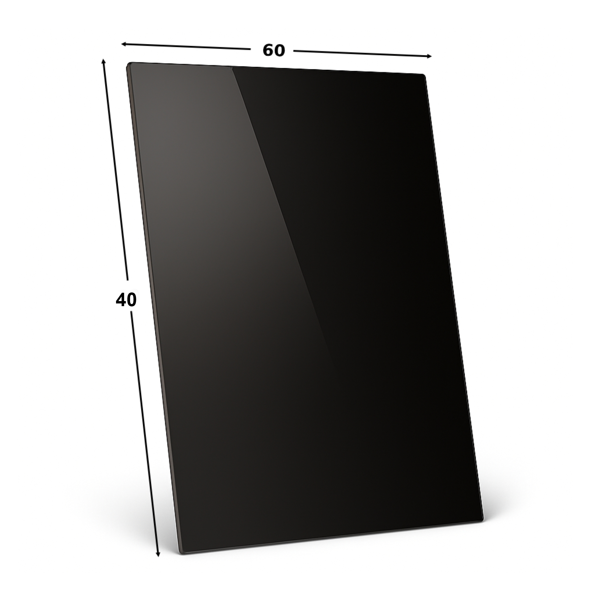 SZYBA OCHRONNA HARTOWANA 60X40 PRZED POD KOMINEK PIEC SZKŁO PÓŁKA PODSTAWA CZARNA