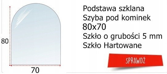 SZYBA OCHRONNA HARTOWANA 80x60 PRZED POD KOMINEK PIEC SZKŁO PÓŁKA PODSTAWA