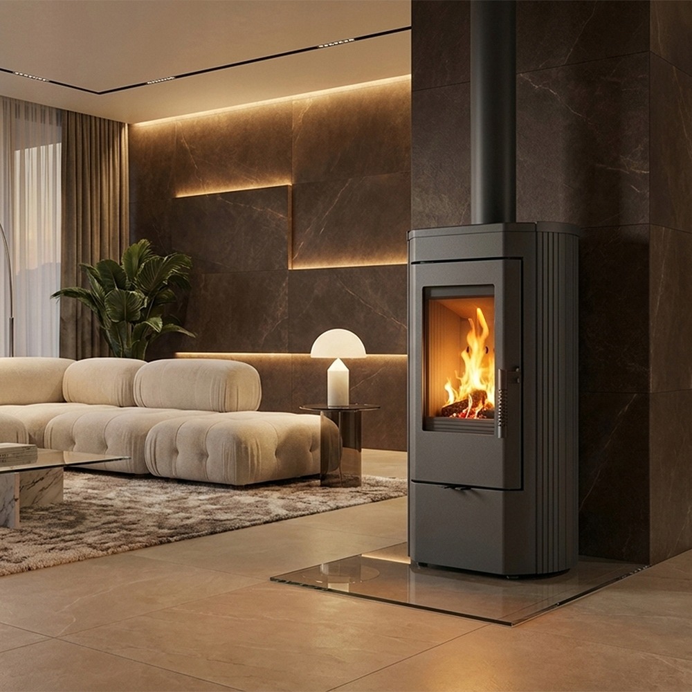 PIEC KOMINEK ŻELIWNY KRATKI K12 KOZA MOC 6kW WYLOT FI 130 WOLNOSTOJĄCY