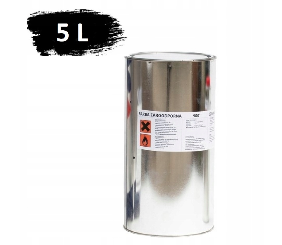 FARBA KOMINKOWA LAKIER ŻAROODPORNA ŻAROODPORNY DO PIECY GRILLÓW 5L CZARNA