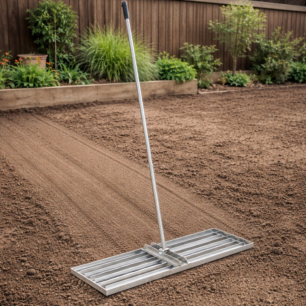 NIWELATOR TERENU RĘCZNY 100X30CM RÓWNIARKA DO TRAWNIKA ROZGNIATARKA SREBRNY