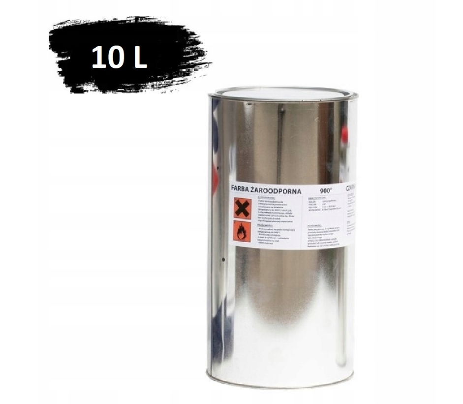 Farba 10l Kominkowa Lakier Żaroodporna Do Kominków Puszka Trwała
