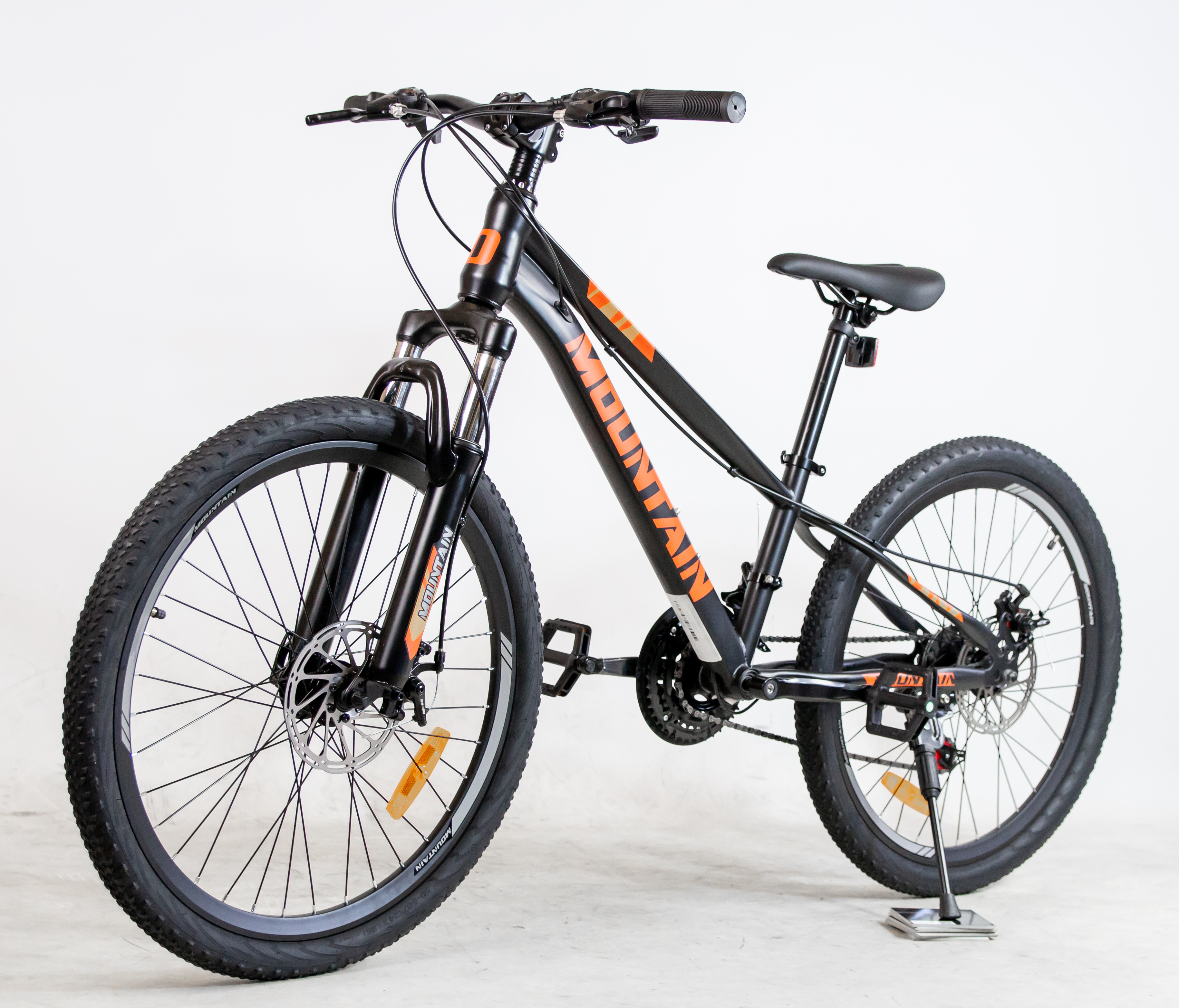 ROWER GÓRSKI MOUNTAIN MTB 24 CALI STALOWY CZARNO POMARAŃCZOWY