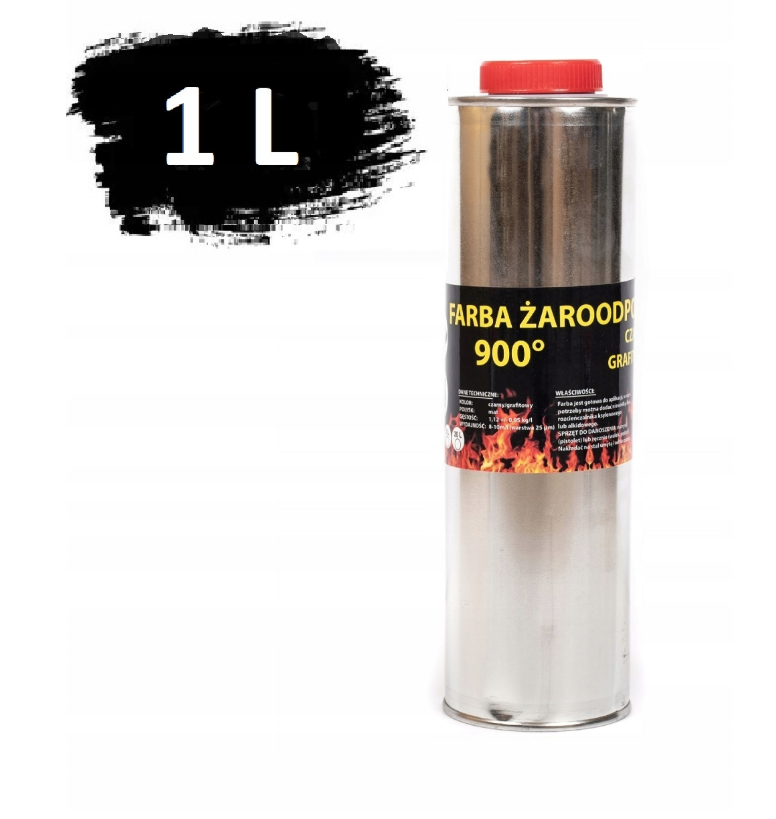 Farba 1L Kominkowa Lakier Żaroodporna Do Kominków Trwała 800c Czarny