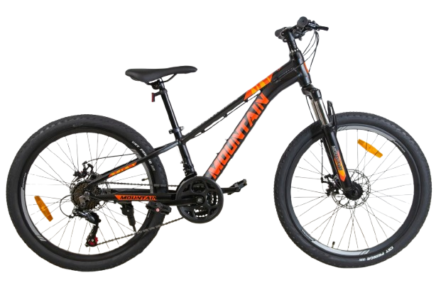 ROWER GÓRSKI MOUNTAIN MTB 24 CALI STALOWY CZARNO POMARAŃCZOWY