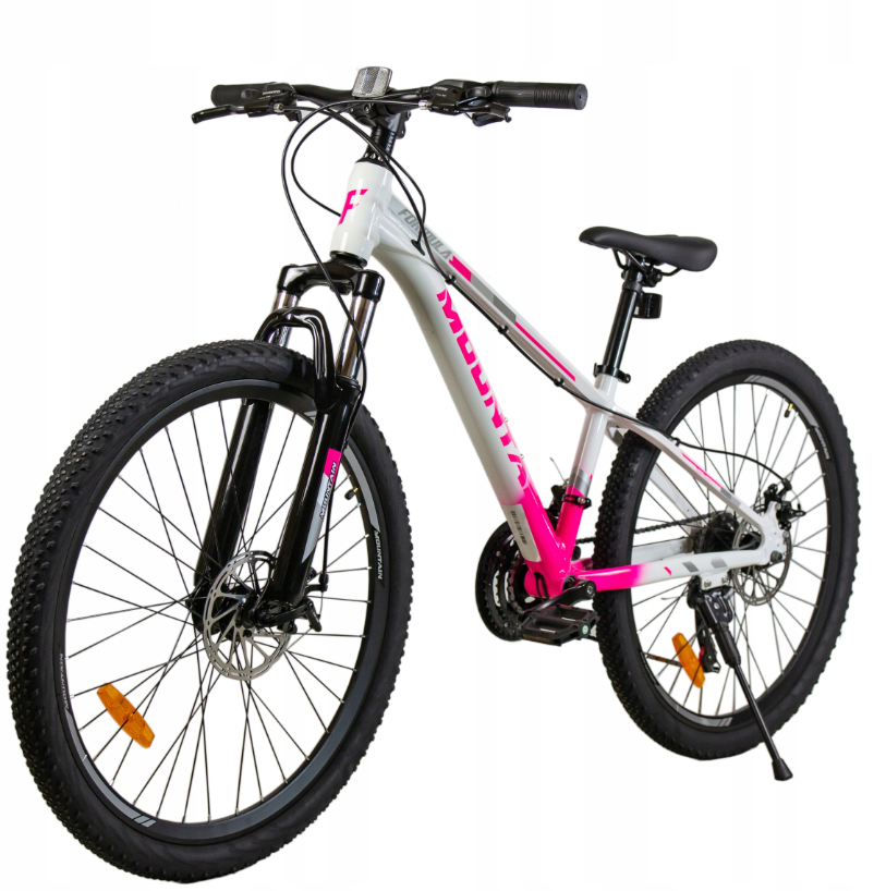 ROWER GÓRSKI  MOUNTAIN MTB 24 CALI NA KOMUNIĘ AMORTYZACJA HAMULCE TARCZOWE 130-145cm