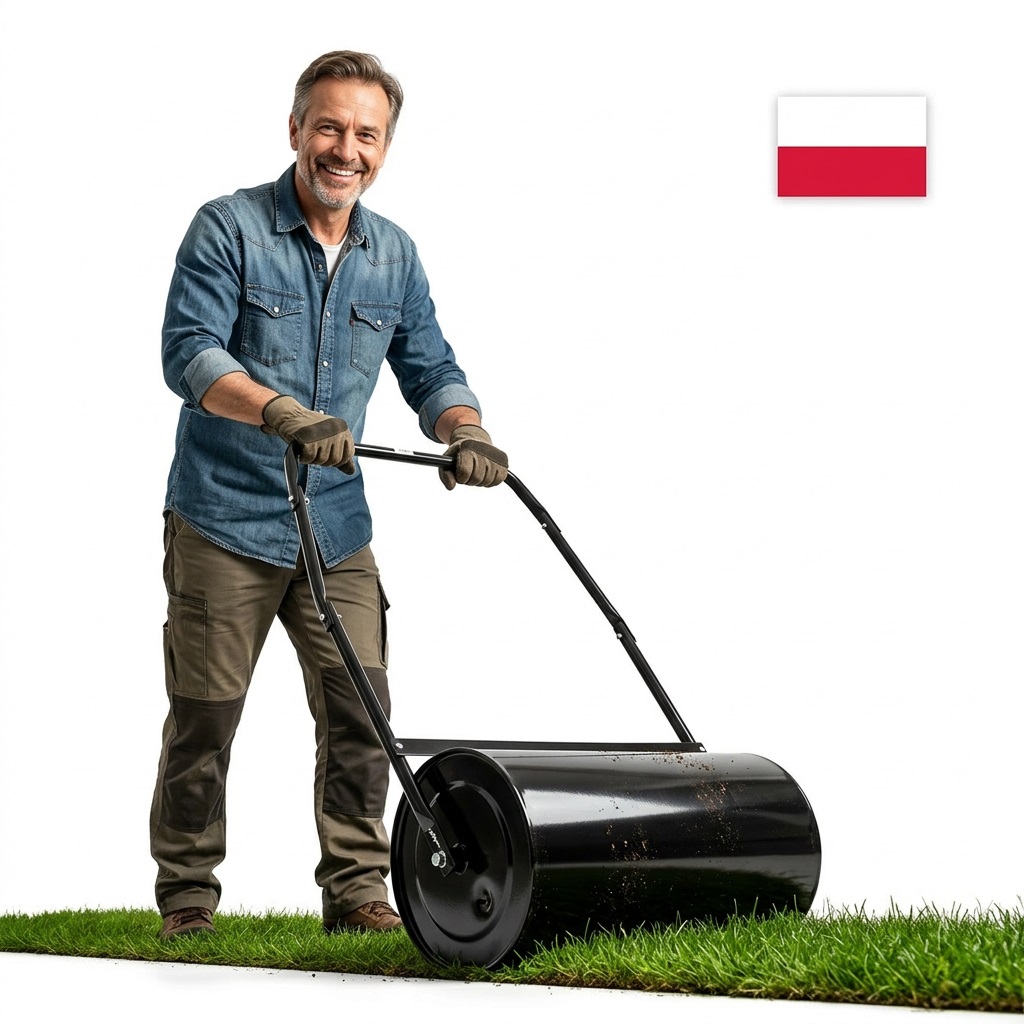 WALEC OGRODOWY STALOWY DO TRAWY TRAWNIKA METALOWY 50CM POJEMNOŚĆ 30L