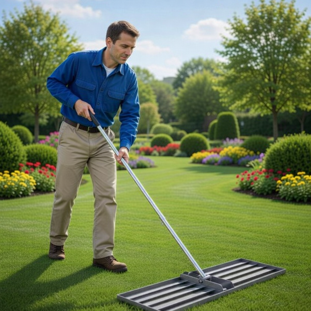 NIWELATOR TERENU RĘCZNY 100X30CM RÓWNIARKA DO TRAWNIKA ROZGNIATARKA GRABIE