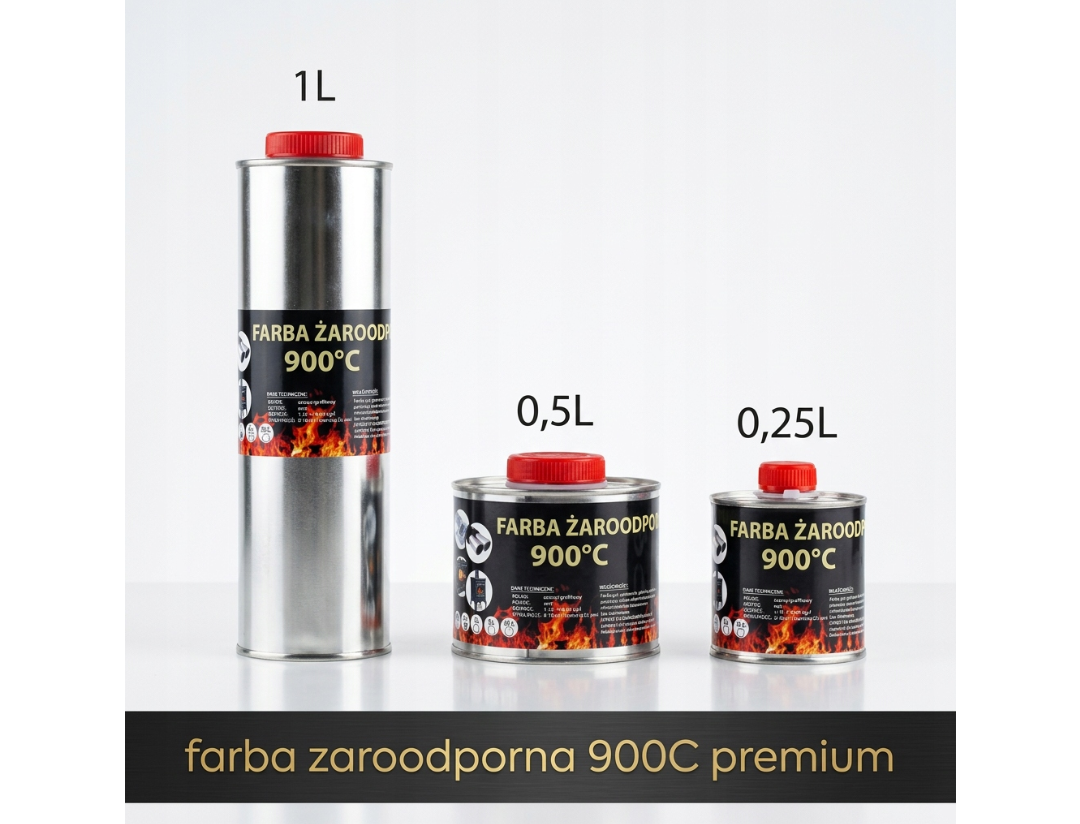 Farba 1L Kominkowa Lakier Żaroodporna Do Kominków Trwała 800c Grafit