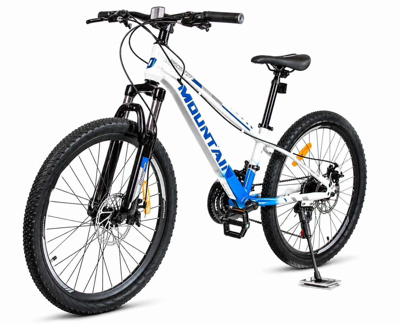 ROWER GÓRSKI MOUNTAIN MTB 24 CALI STALOWY BIAŁO NIEBIESKI
