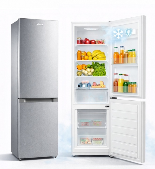 Lodówka Lodówko zamrażarka chłodziarka 180cm 262L Low Frost INOX 39dB