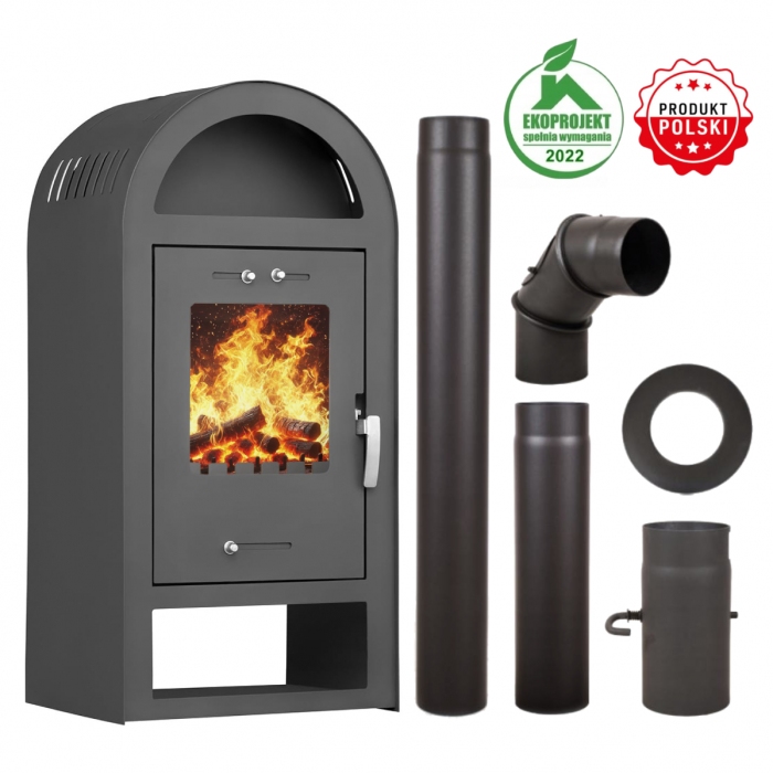 PIEC STALOWY HESTIA POLSKI PRODUKT ECO 7,5KW KOMINEK KOZA + AKCESORIA KOMINKOWE EKOPROJEKT