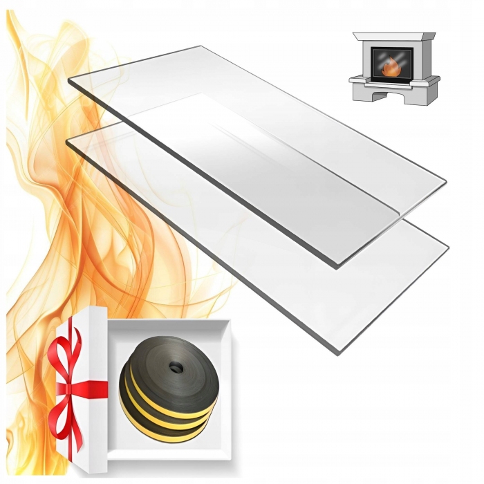 SZYBA ŻAROODPORNA KOMINKOWA DO KOMINKA KRATKI 245x310 mm 24,5x31,0 cm