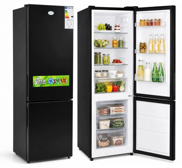 Lodówka Lodówko Zamrażarka Chłodziarka 178cm 263L CZARNA 41dB Low Frost