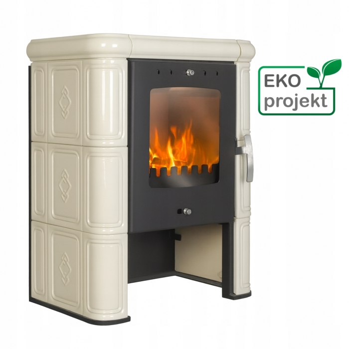 KOMINKEK KAFLOWY PIEC PIECYK KOZA KREMOWY 5,7 kW WOLNOSTOJĄCY CERTYFIKAT