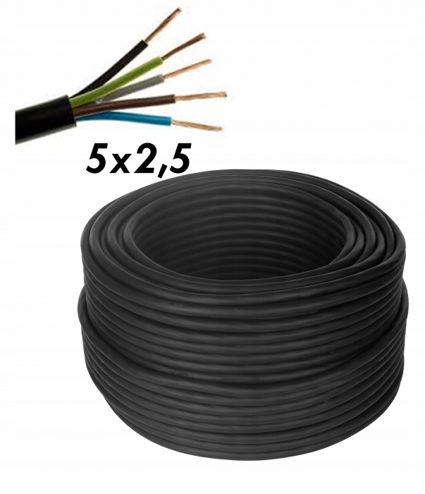 KABEL OWY 5x2,5 50MB PRZEDŁUŻACZ LINKA BUDOWLANY WARSZTATOWY GUMOWY LINKA