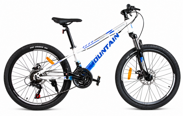 ROWER GÓRSKI MOUNTAIN MTB 24 CALI STALOWY BIAŁO NIEBIESKI