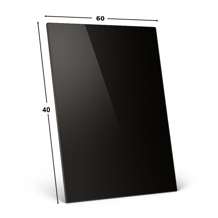 SZYBA OCHRONNA HARTOWANA 60X40 PRZED POD KOMINEK PIEC SZKŁO PÓŁKA PODSTAWA CZARNA